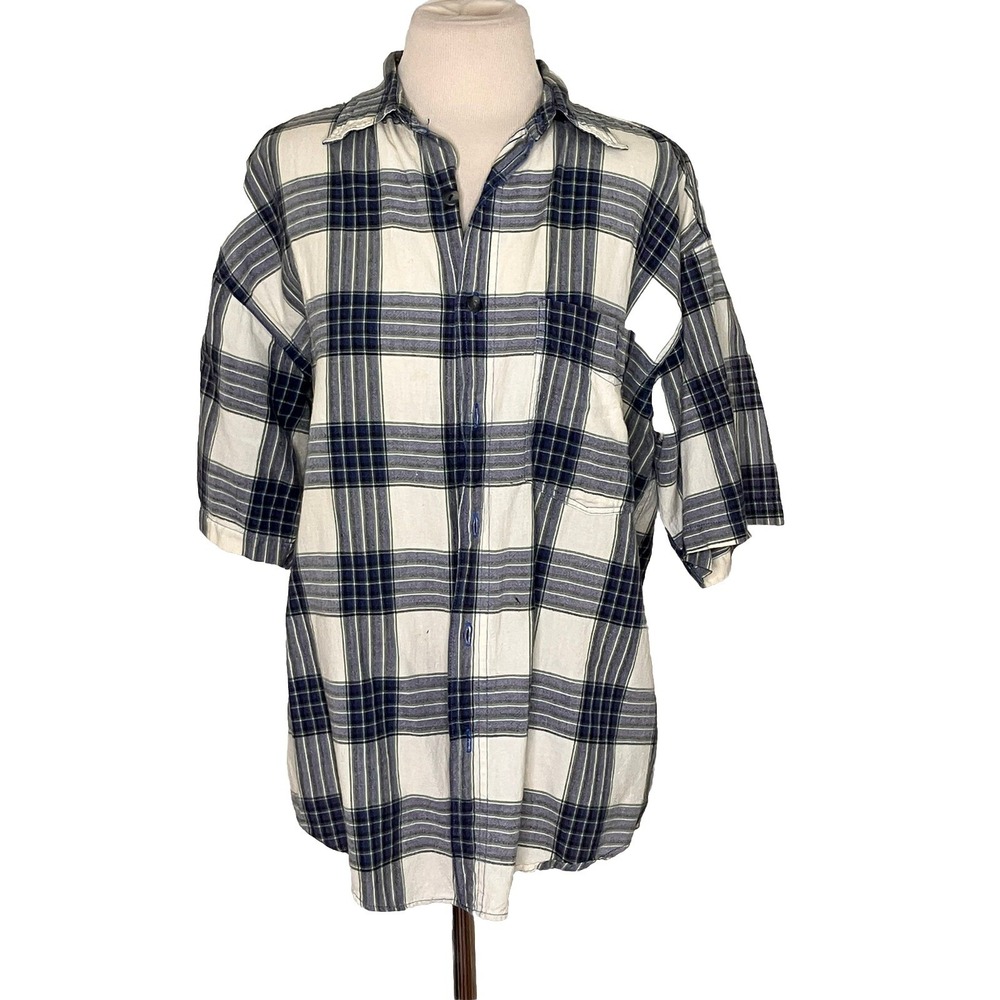 Y2k In Private Men's Vintage 80s 90s Shirt   Short Sleeve Med‎ Plaid Grandpa